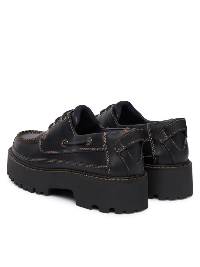 Tommy Jeans Halbschuhe Tommy Jeans Archive '01 Boat Shoe Leather EN0EN03003 Schwarz