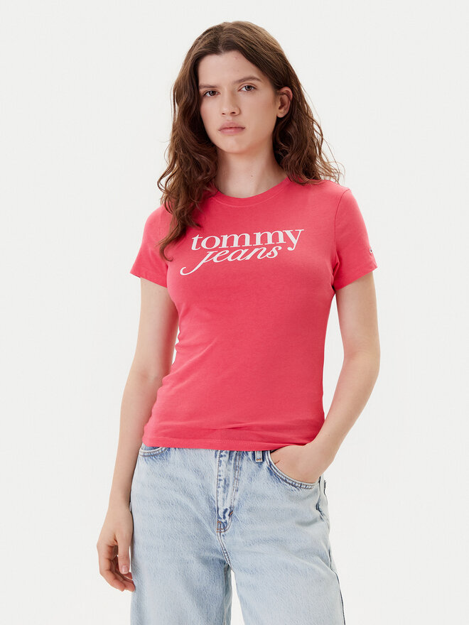 Tommy Jeans Tommy Jeans Marškinėliai Essential DW0DW19447 Rožinė Slim Fit