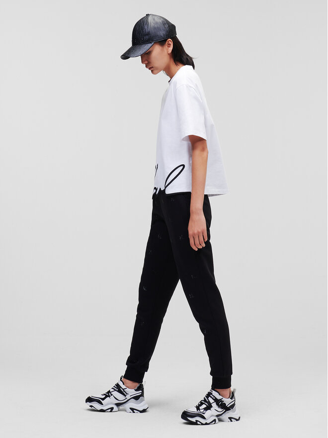 KARL LAGERFELD KARL LAGERFELD T-Shirt Signature Hem 226W1703 Λευκό Relaxed Fit