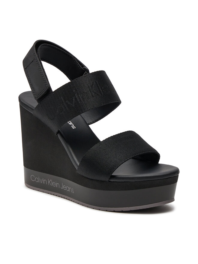 Calvin Klein Jeans Sandály Calvin Klein Jeans Wedge Sandal Webbing In Mr YW0YW01360 Černá