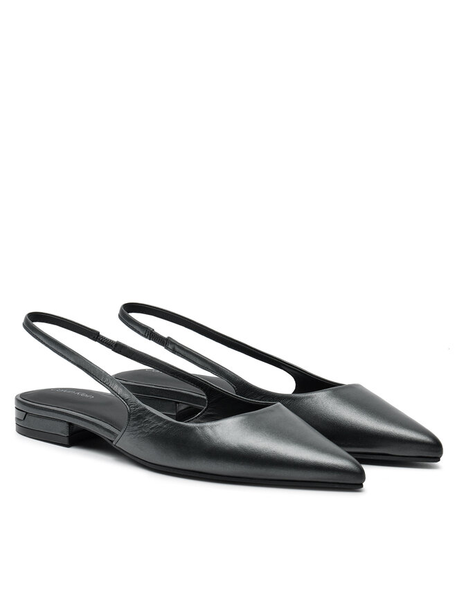 Calvin Klein Sandały Calvin Klein Flat Slingback Pump Pearl HW0HW02120 Czarny