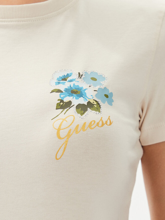 Guess Guess T-Shirt Flowers W4YI30 J1314 Gelb Slim Fit