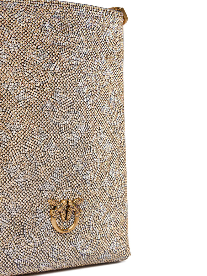PINKO Torbica za telefon PINKO Phone Case Monogram Full Strass AI 25-26 PCPL 105358 A20D Zlatna
