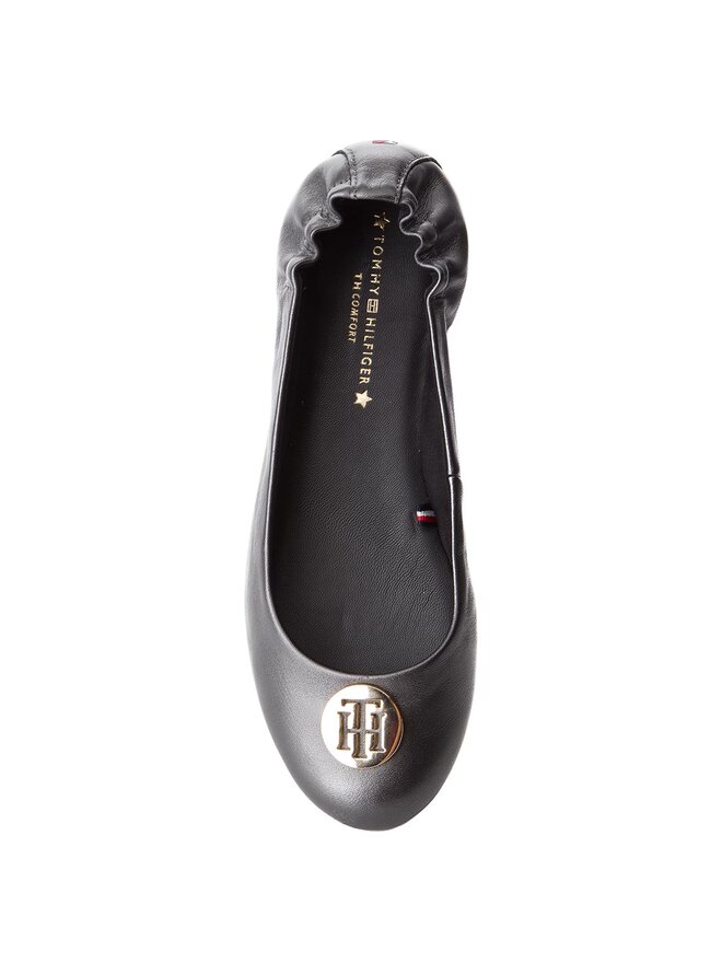 Tommy Hilfiger Ballerinas Tommy Hilfiger Pearlized Leather Ballerina FW0FW03412 Grau
