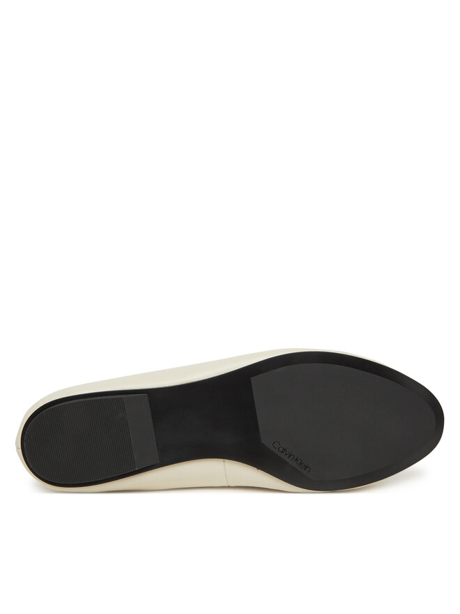 Calvin Klein Baleriny Calvin Klein Flat Mary Jane - Lth HW0HW02341 Écru