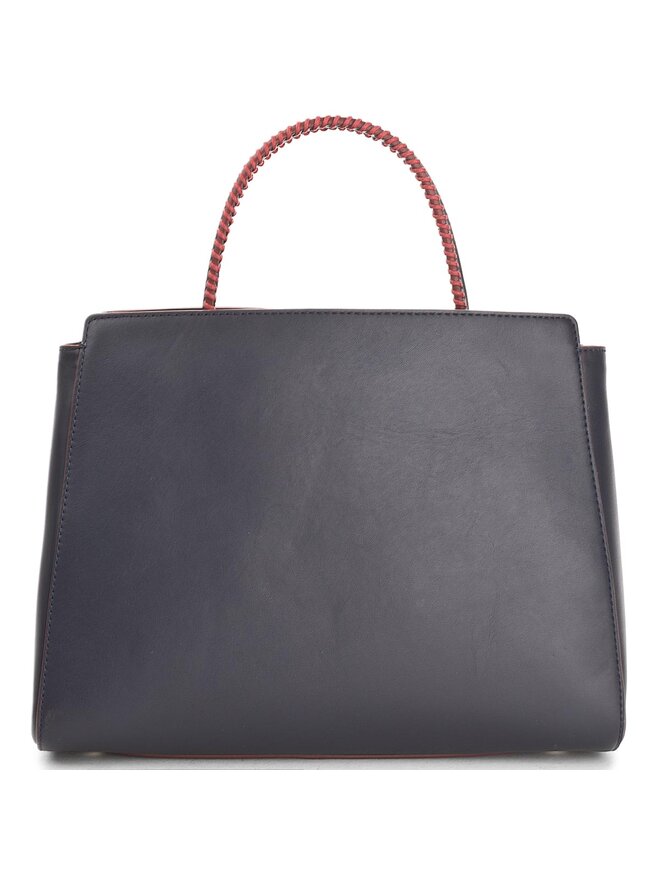 Handtasche Tommy Hilfiger Th Twist Leather Med Tote Lacing AW0AW05263 Dunkelblau eschuhe