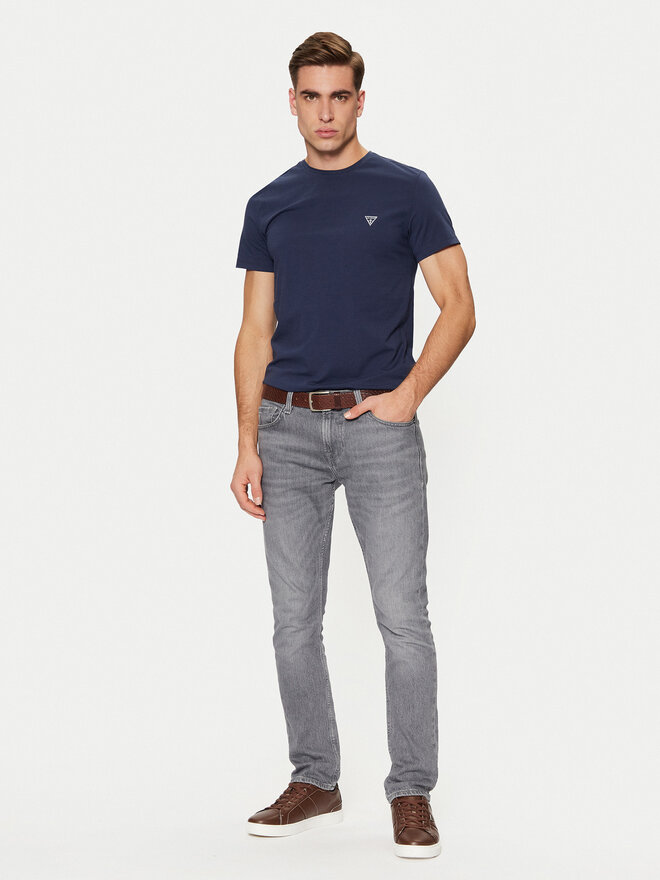 Guess Guess Marškinėliai Caleb U97M00 KCD31 Tamsiai mėlyna Slim Fit