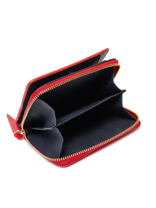 Tommy Hilfiger Mały Portfel Damski Tommy Hilfiger Th Logotape Med Za AW0AW17408 Czerwony