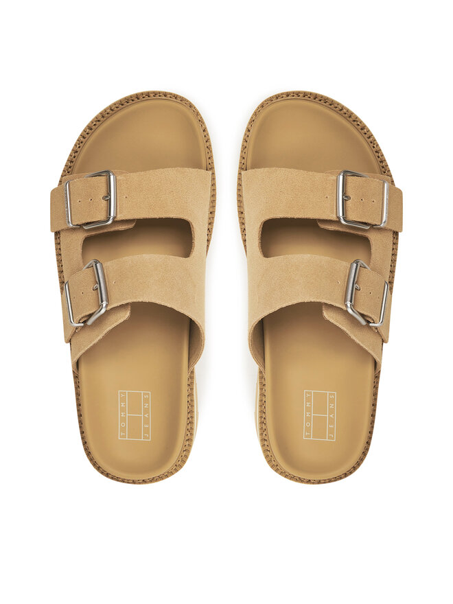 Tommy Jeans Pantoletten Tommy Jeans Tjw Double Strap Sandal Suede EN0EN02797 Braun