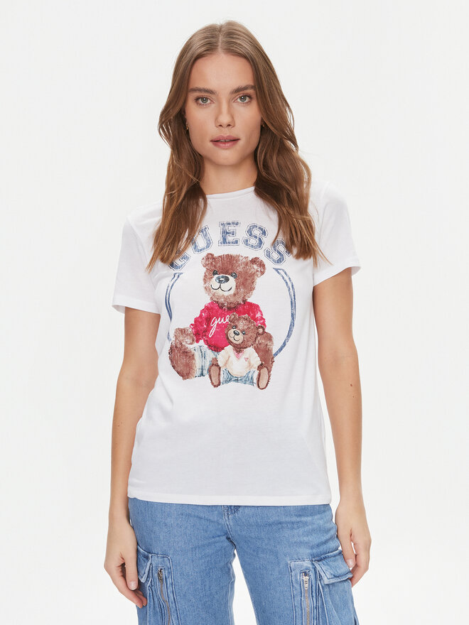 Guess Guess Marškinėliai W4RI86 K9SN1 Balta Regular Fit