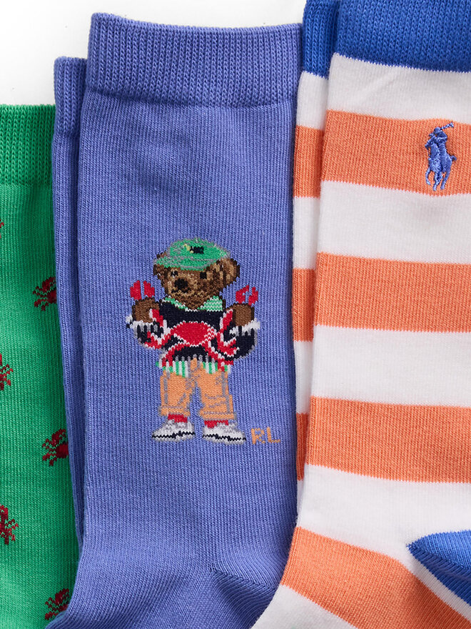 Polo Ralph Lauren Sada 3 párů dětských vysokých ponožek Polo Ralph Lauren 444969087001 Barevná