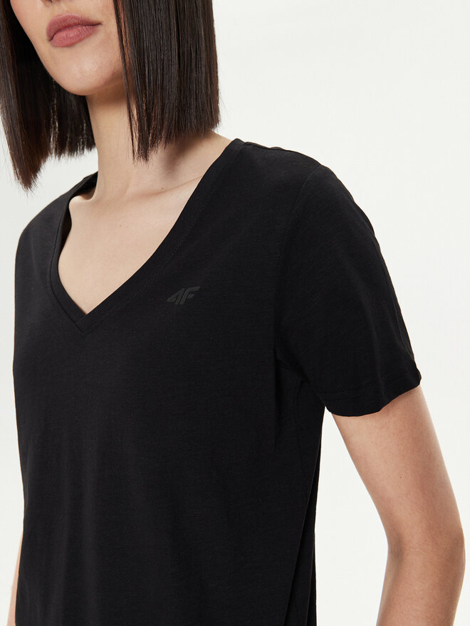 4F 4F Marškinėliai 4FWSS24TTSHF1163 Juoda Slim Fit