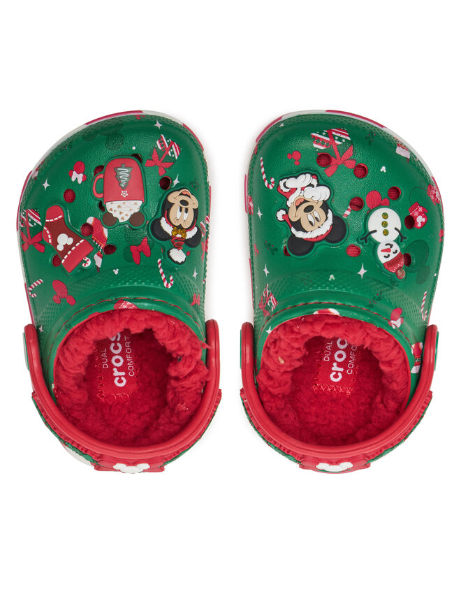 Crocs Klapki Crocs Classic Mickey Xmass Lined Clog T 210815 Zielony