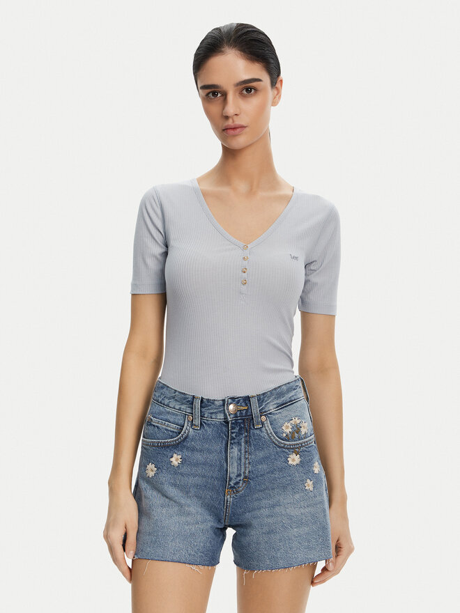 Lee Lee Футболка Henley 112363830 Блакитний Slim Fit