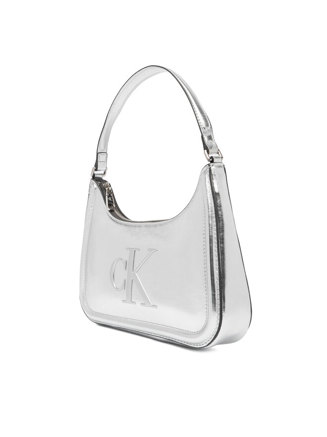 Calvin Klein Torbica Calvin Klein Bold Ck Metallic Shoulder Bag LV04F3332G Srebrna