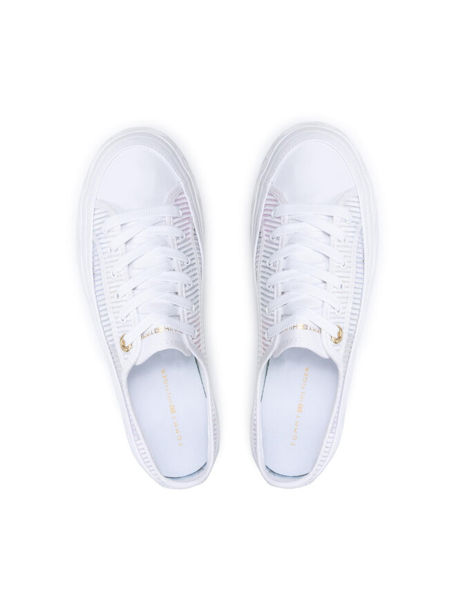 Tommy Hilfiger Sneakers aus Stoff Tommy Hilfiger Glitter Transparent Vulc Sneaker FW0FW05538 Weiß