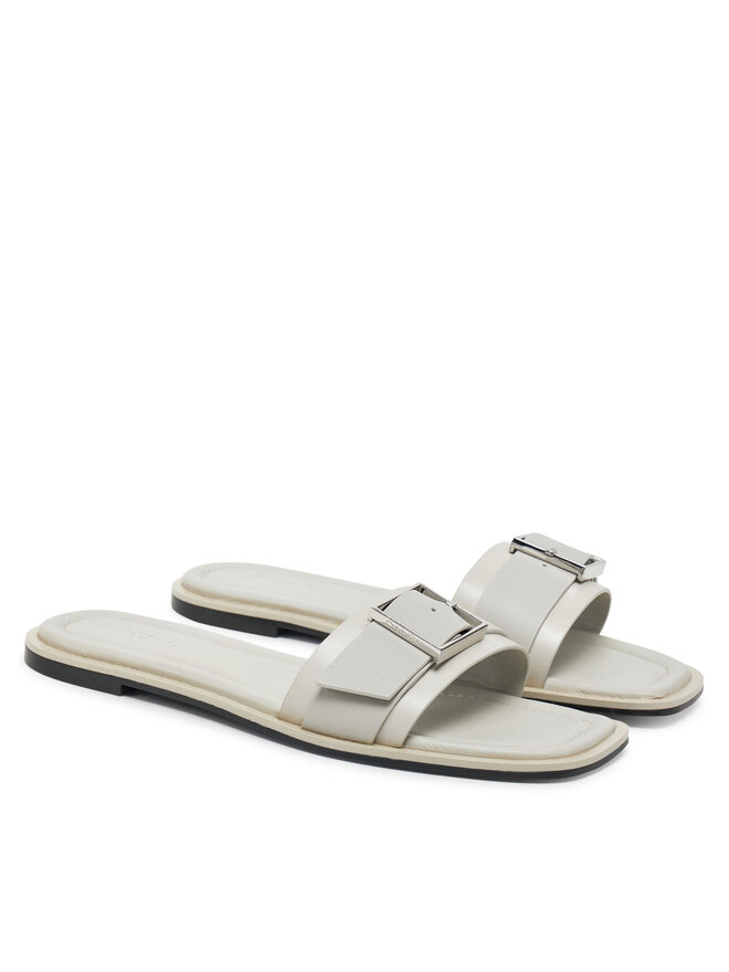 Calvin Klein Pantoletten Calvin Klein Flat Slide W/Buckle - Lth HW0HW02490 Grau