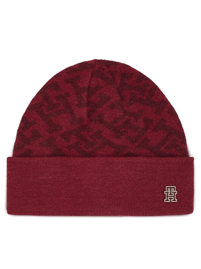 Tommy Hilfiger Cepure Tommy Hilfiger Monogram All Over Beanie AW0AW15327 Sarkans