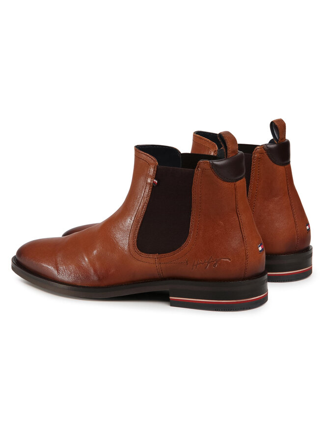 Bottines Chelsea Tommy Hilfiger Signature Hilfiger Lth Chelsea FM0FM03110 Marron chaussures