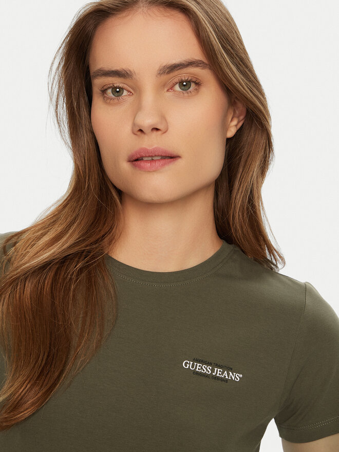 Guess Jeans Guess Jeans Marškinėliai W4YI02 J1314 Žalia Regular Fit