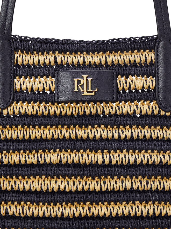 LAUREN RALPH LAUREN Torebka LAUREN RALPH LAUREN Brie Striped Straw Large Tote Bag 431959019002 Granatowy