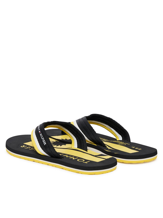 Tommy Hilfiger Zehentrenner Tommy Hilfiger Patch Hilfiger Beach Sandal FM0FM05903 Schwarz