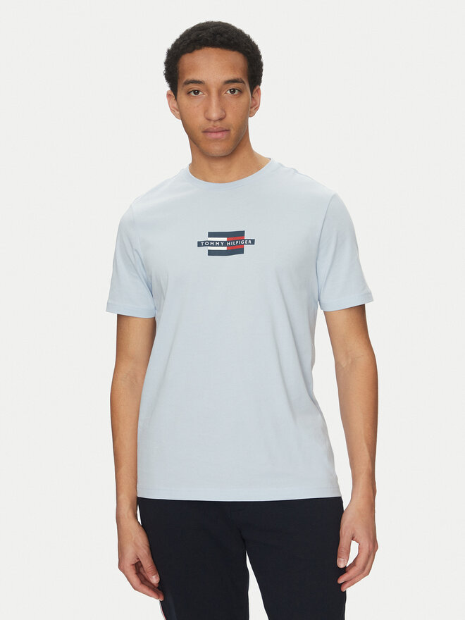 Tommy Hilfiger Tommy Hilfiger Camiseta Flag Box MW0MW38636 Celeste Regular Fit
