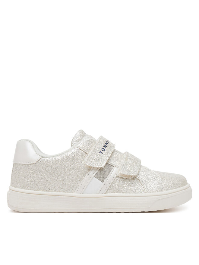 Tommy Hilfiger Sneakersy Tommy Hilfiger Flag Low Cut Velcro Sneaker T1A9-33726-0375 S Écru