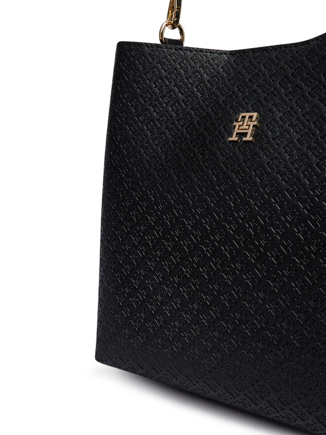 Tommy Hilfiger Handtasche Tommy Hilfiger Th Icon Shoulder Bag Mono AW0AW19000 Schwarz