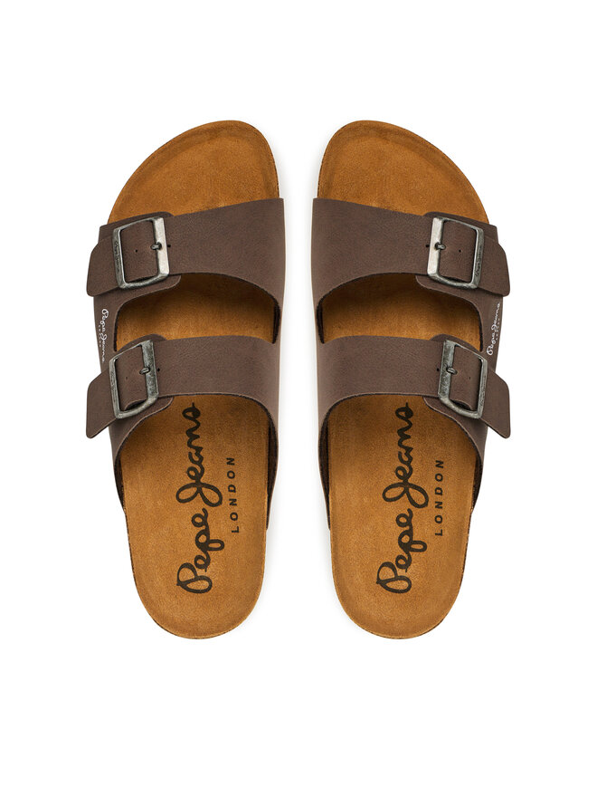 Pepe Jeans Sandales Homme Bio M Double Velour – Liège Naturel, Double Boucle, Doublure Cuir