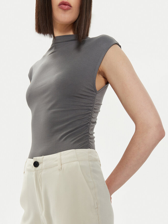 Gina Tricot Gina Tricot Топ 20883 Сірий Slim Fit