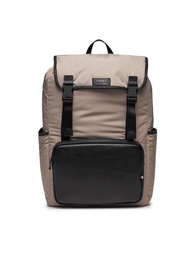 Rucksack Tommy Hilfiger Th Lux Nylon Flap Backpack AM0AM11817 Beige eschuhe