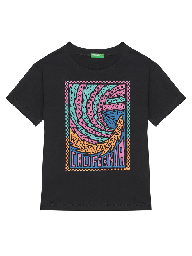United Colors Of Benetton United Colors Of Benetton Marškinėliai 3I1XC10P7 Juoda Regular Fit