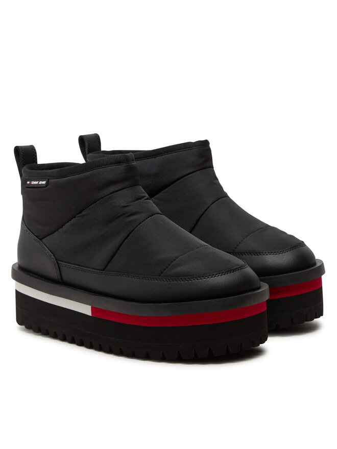 Tommy Jeans Cizme de zăpadă Tommy Jeans Tjw Nylon Flatform Boot Wl EN0EN02689 Negru