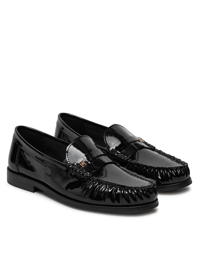 Tommy Hilfiger Loafersy Tommy Hilfiger Loafer Mit Label-Detail FW0FW08565 Czarny