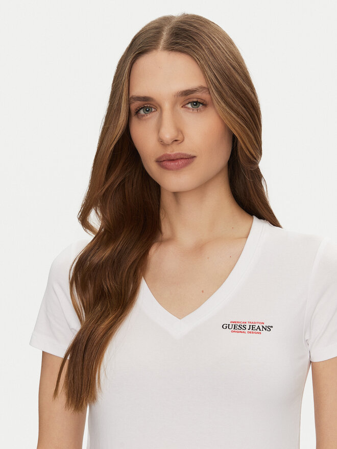 Guess Jeans Guess Jeans T-Shirt W4YI23 J1314 Weiß Slim Fit