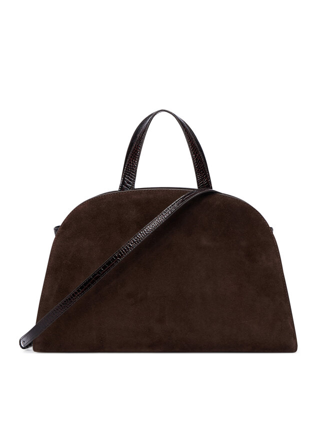 Tory Burch Handtasche Tory Burch Romy Suede Bauletto 183363 Dunkelbraun