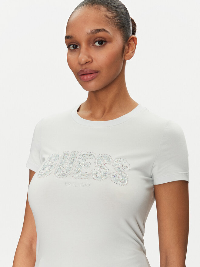 Guess Guess T-Shirt W5GI04 J1314 Γαλάζιο Slim Fit