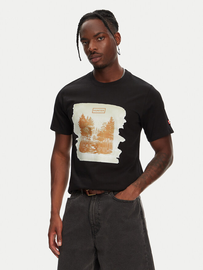 Hunter Hunter Majica Duart Graphic HARM0033251 Črna Regular Fit
