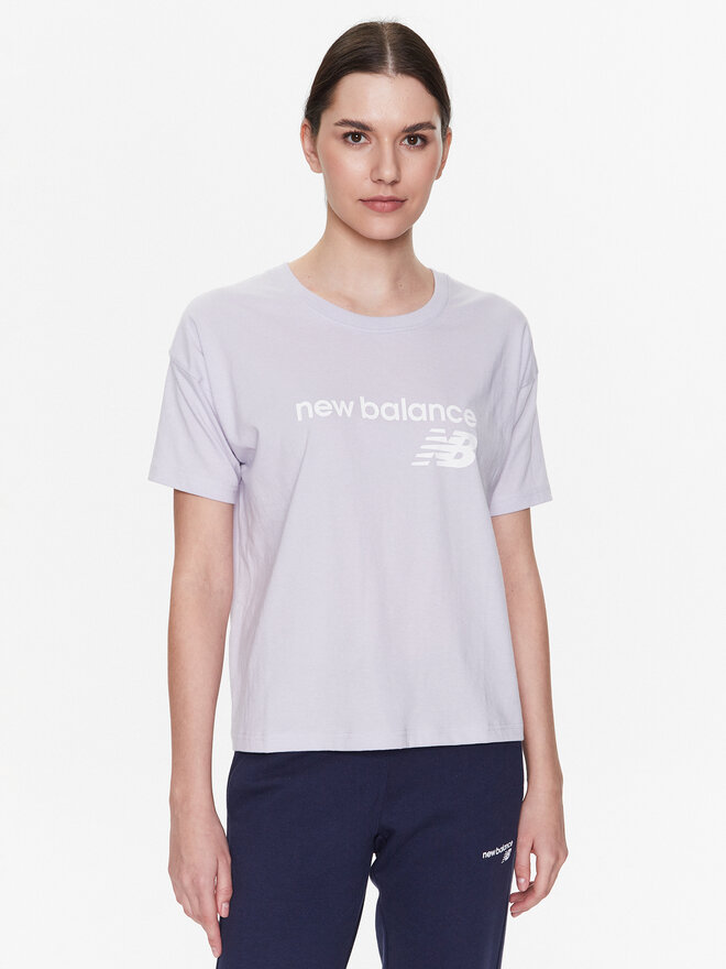 New Balance New Balance Marškinėliai Stacked WT03805 Violetinė Relaxed Fit