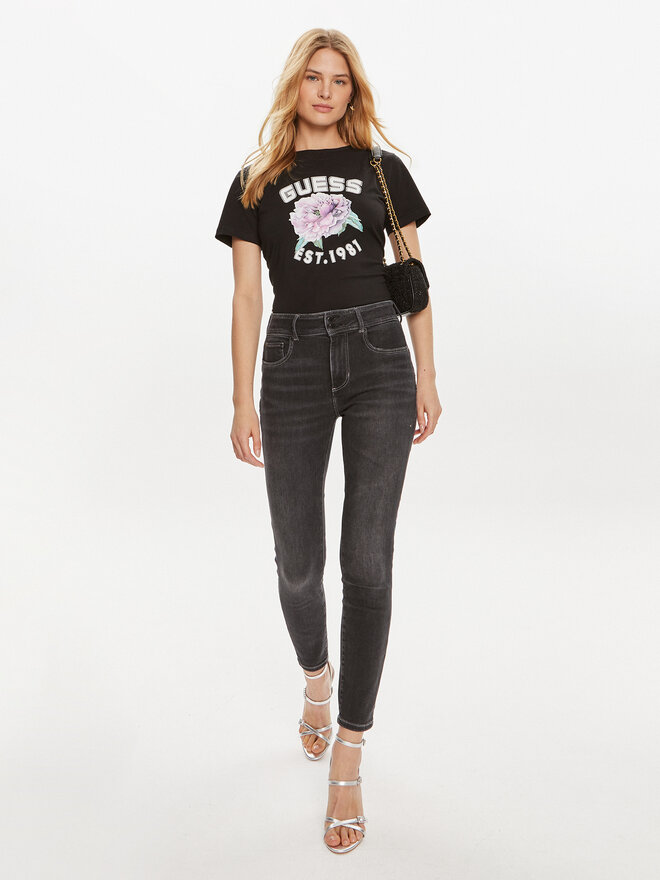 Guess Guess Футболка Peony V4YI15 J1314 Чорний Regular Fit
