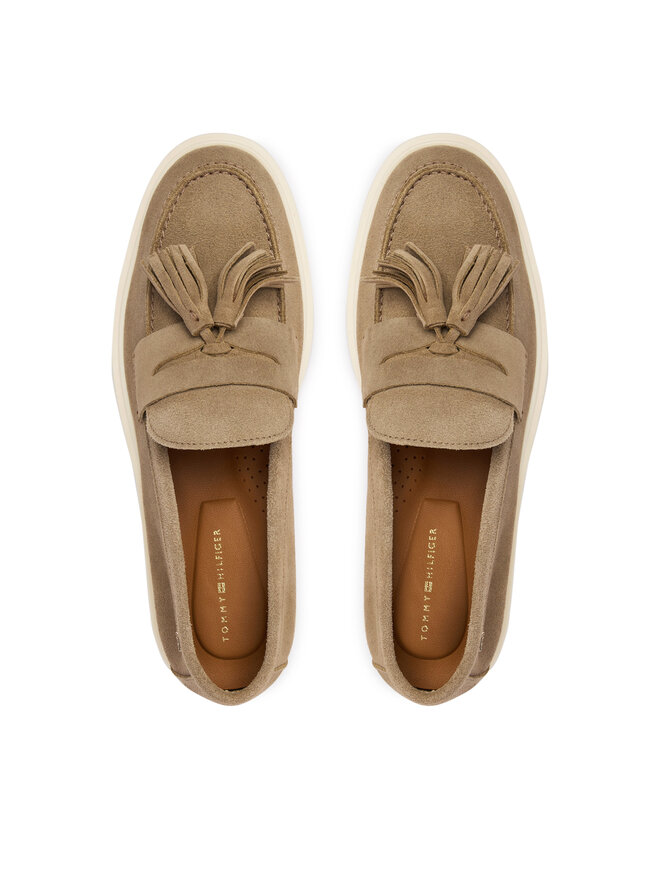 Tommy Hilfiger Slipper Tommy Hilfiger Light Suede Tassel Loafer FW0FW09285 Braun