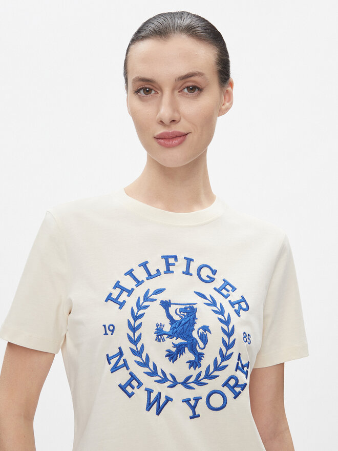 Tommy Hilfiger Tommy Hilfiger T-shirt Reg Crest C-Nk Tee Ss WW0WW41058 Écru Regular Fit