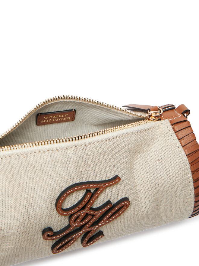 Tommy Hilfiger Handtasche Tommy Hilfiger Th Elev Summ Chain Bag Canvas AW0AW18635 Beige