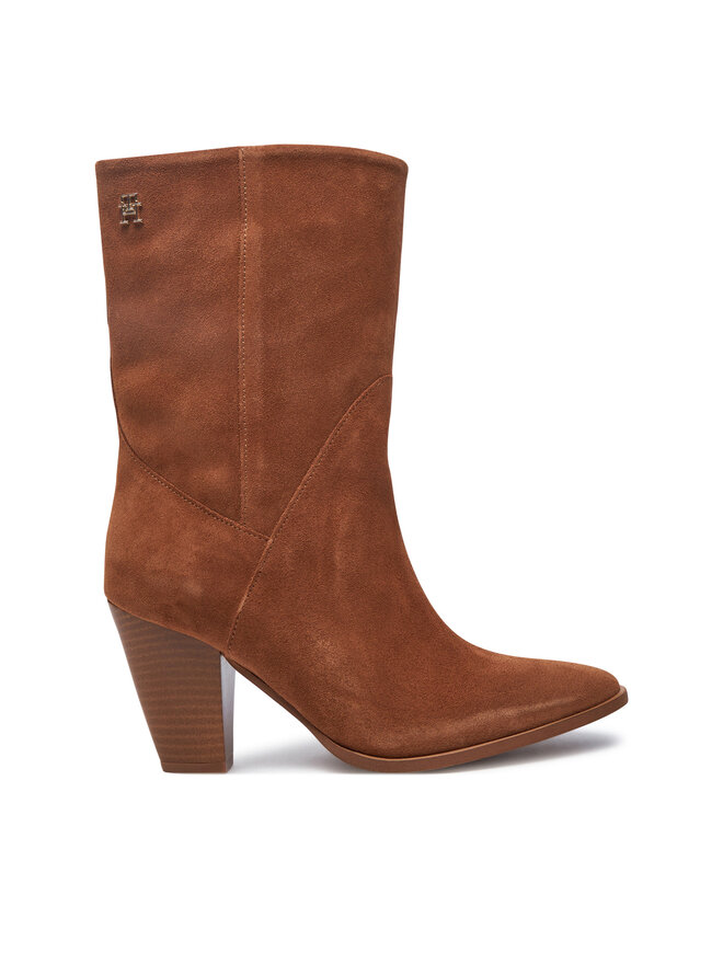 Tommy Hilfiger Stiefeletten Tommy Hilfiger Mid Cowboy Heel Suede FW0FW08435 Braun
