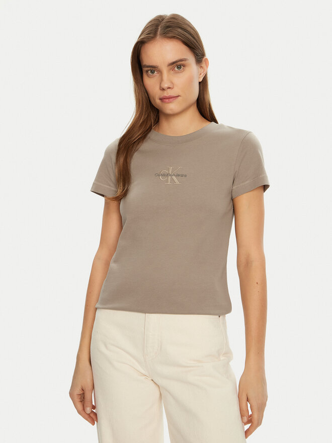 Calvin Klein Jeans Calvin Klein Jeans Camiseta Monologo J20J223563 Beis Slim Fit