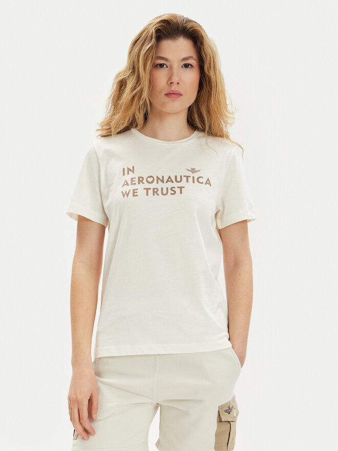 Aeronautica Militare Aeronautica Militare Camiseta 241TS2233DJ510 Beis Regular Fit