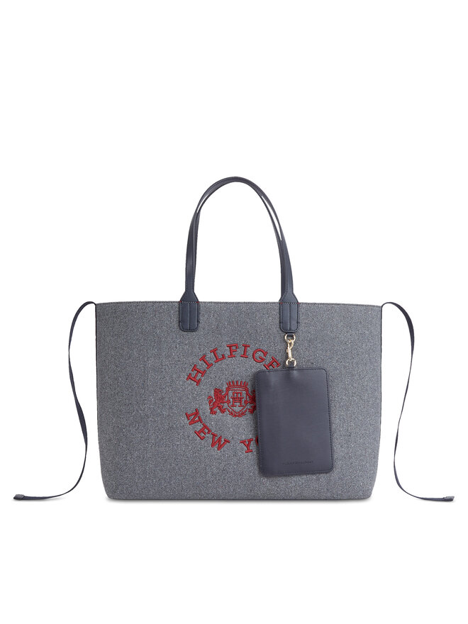 Handtasche Tommy Hilfiger Iconic Tommy Tote Wool Logo AW0AW15576 Grau eschuhe