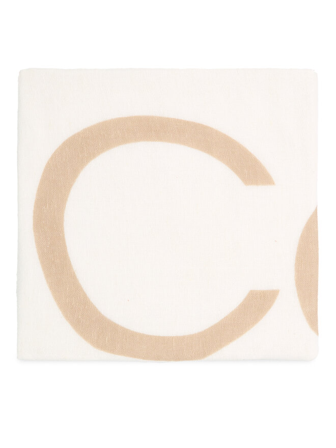 Calvin Klein Szal Calvin Klein Bold Logo Cotton Hemp Scarf K60K612975 Écru