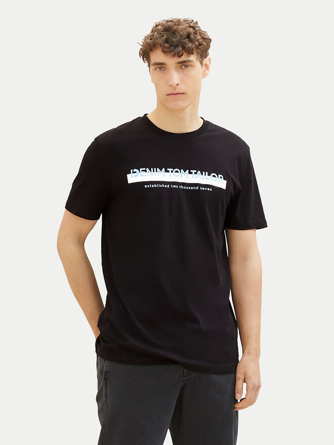 Tom Tailor Denim Tom Tailor Denim T-Shirt 1037653 Μαύρο Basic Fit